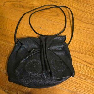 Black Leather Carlos Falchi Buffalo Shoulder Purse